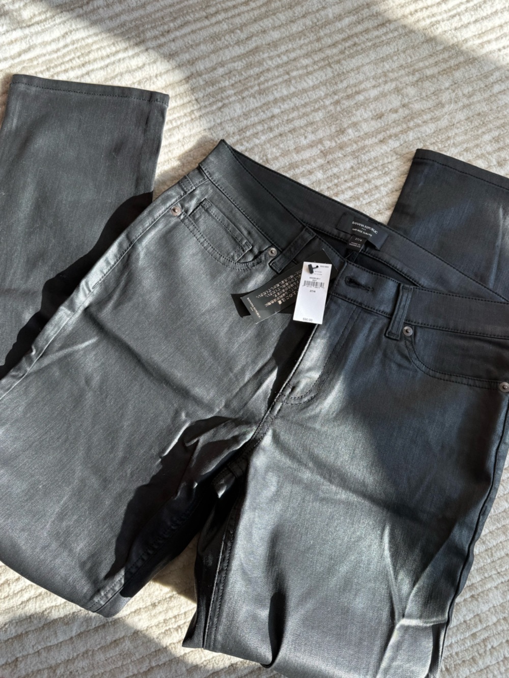 NWT Women’s Skinny Black Coated Jeans from Banana Republic